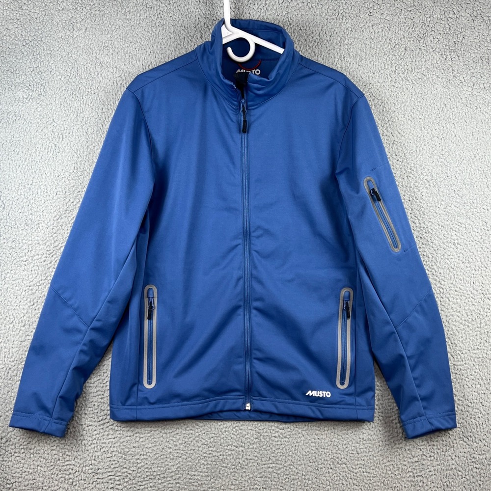 Musto Essential Softshell Jacket Mens Large Marine Blue Full Zip Performance
